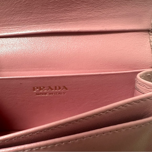 Prada Pink Saffiano Leather Card Case Mini Wallet - Picture 3 of 5